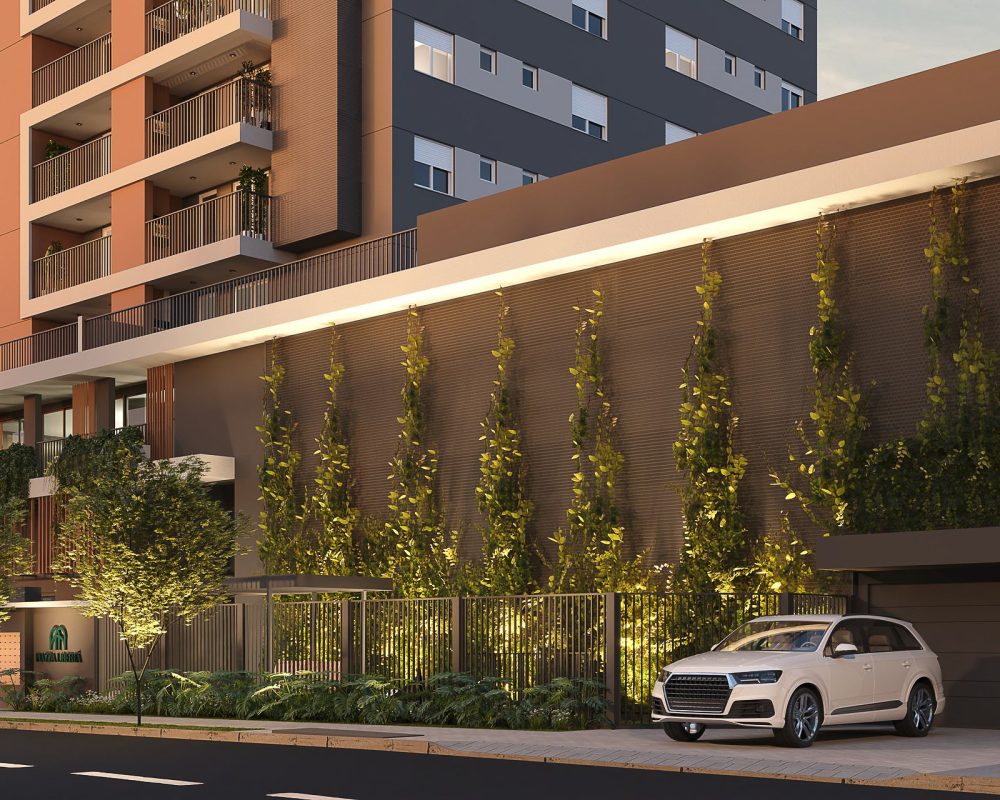 Detalhe Fachada - Simulação Entardecer