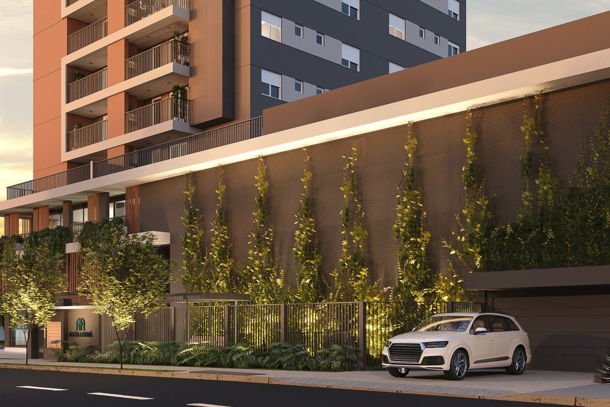 Detalhe Fachada - Simulação Entardecer