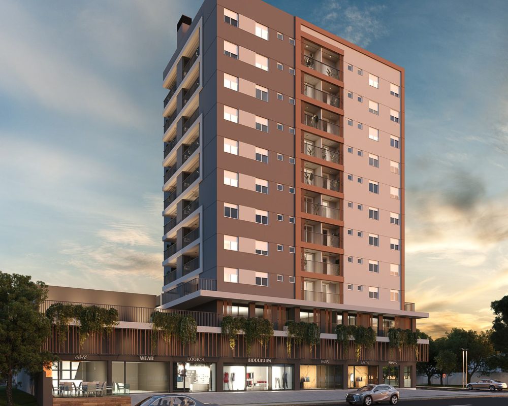 Fachada Simulação Entardecer