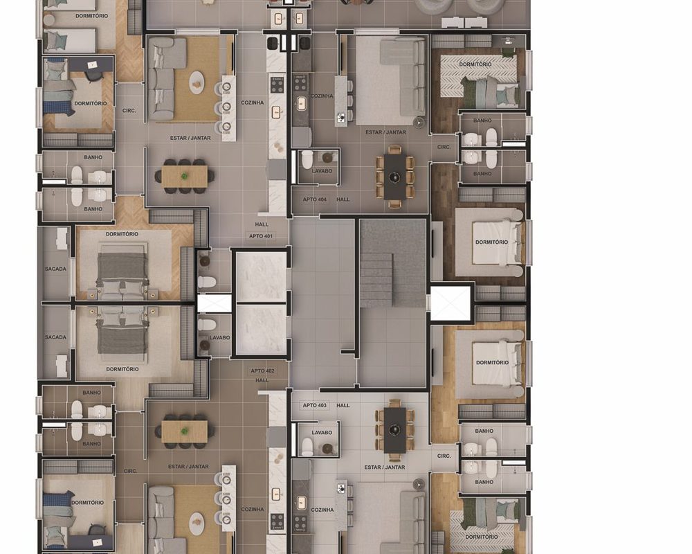 Planta Baixa 4° pavimento - Apartamentos Gardens_