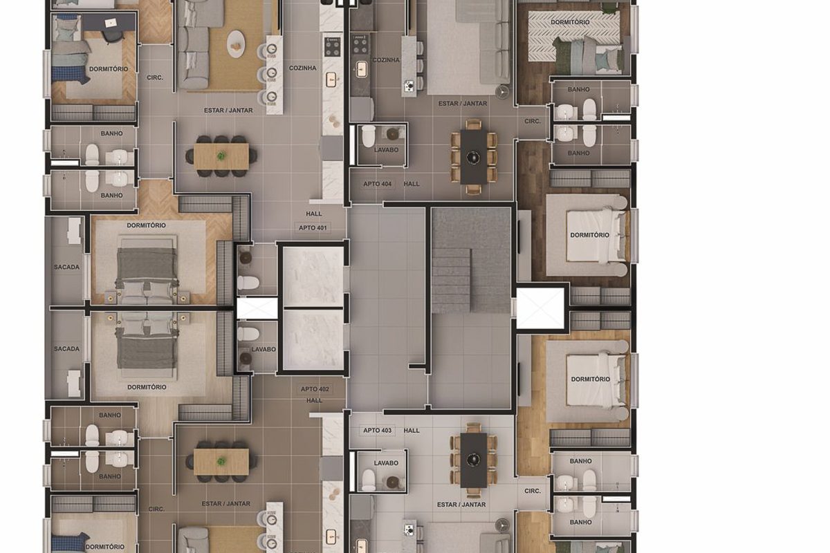 Planta Baixa 4° pavimento - Apartamentos Gardens_